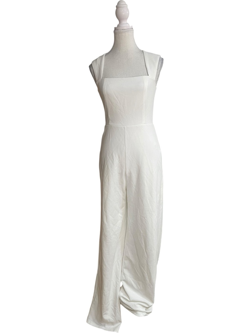 Lulus Enticing Endeavors Square-Neck Wide-Leg Jumpsuit White